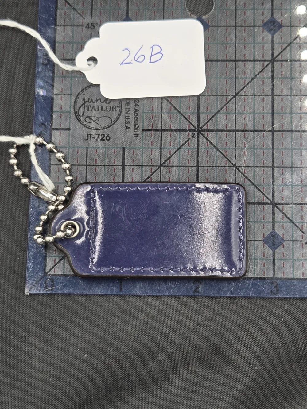 Coach Blue Leather Logo Tag Keychain